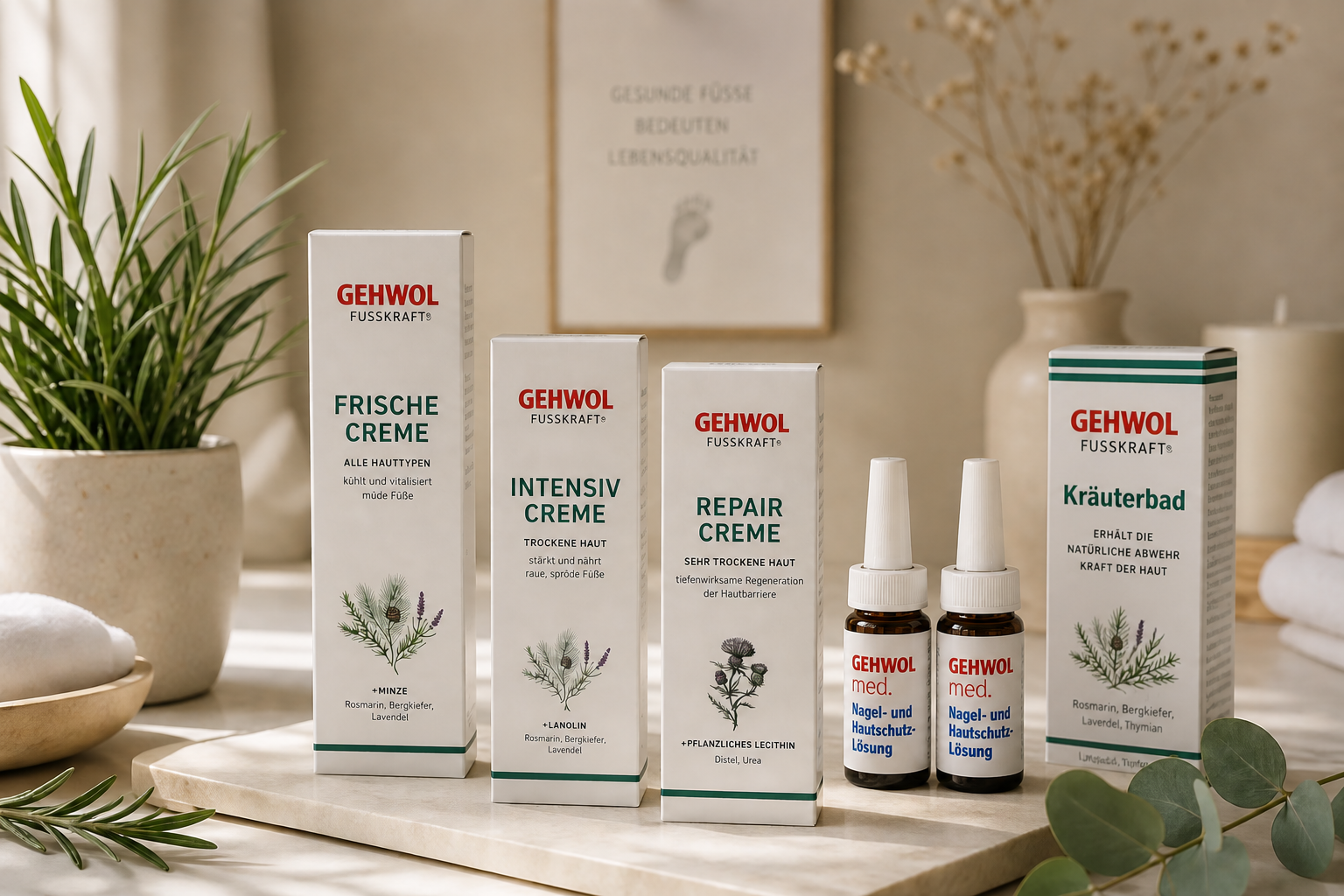 GEHWOL-Fusskraft-Produkte – Cremes und Pflegelösungen, mit denen in der Praxis gearbeitet wird